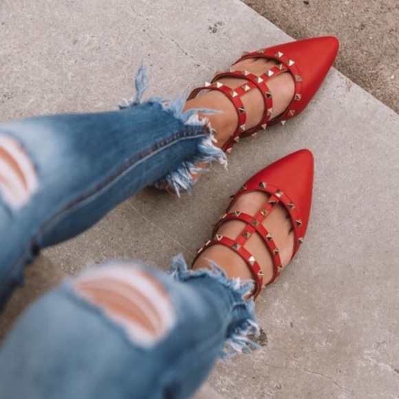 Studded Pointy Toe Flats - Picture 2 of 6